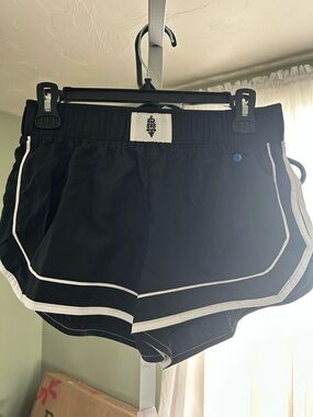 Free People Varsity Blue shorts in black with white trim